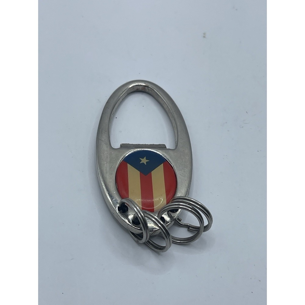 Puerto Rico Flag Beer Can Keychain & Bottle Opener -‎ Patriotic Metal Keyring